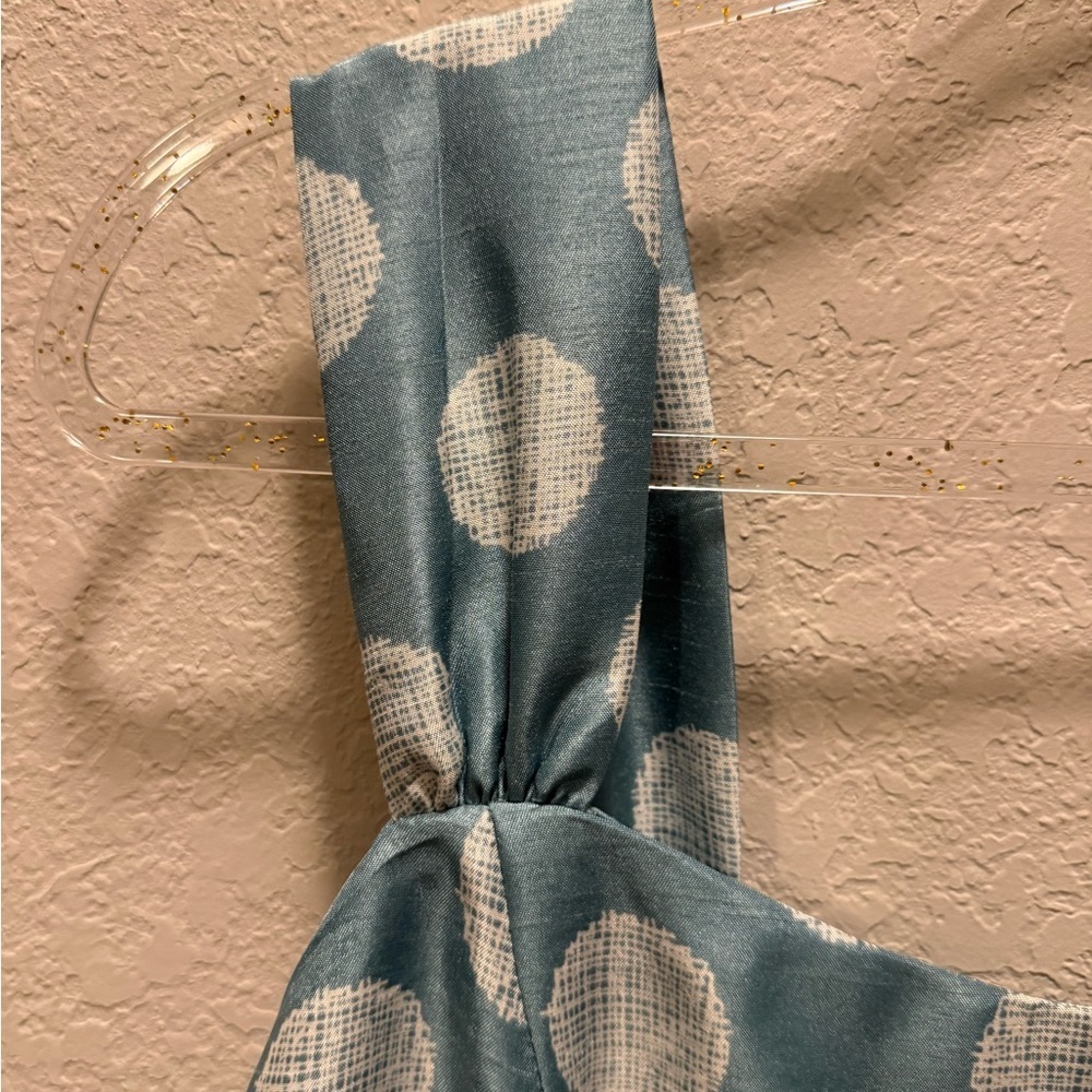 Dana Kay Teal/White Polka Dot Dress Size 14 - Picture 3 of 7